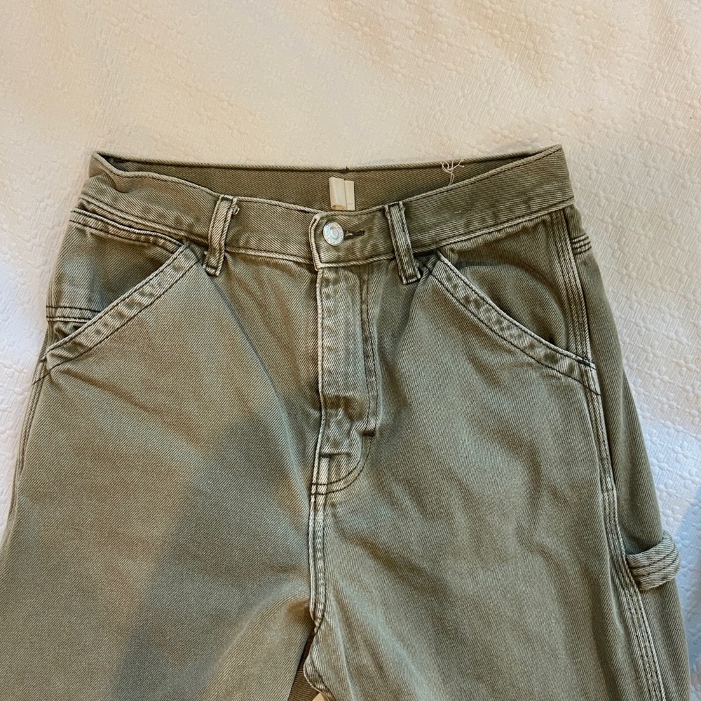 top shop green carpenter pants